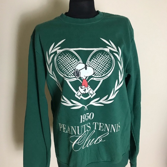 Peanuts Tennis Club Green Sweatshirt - Picture 1 of 4